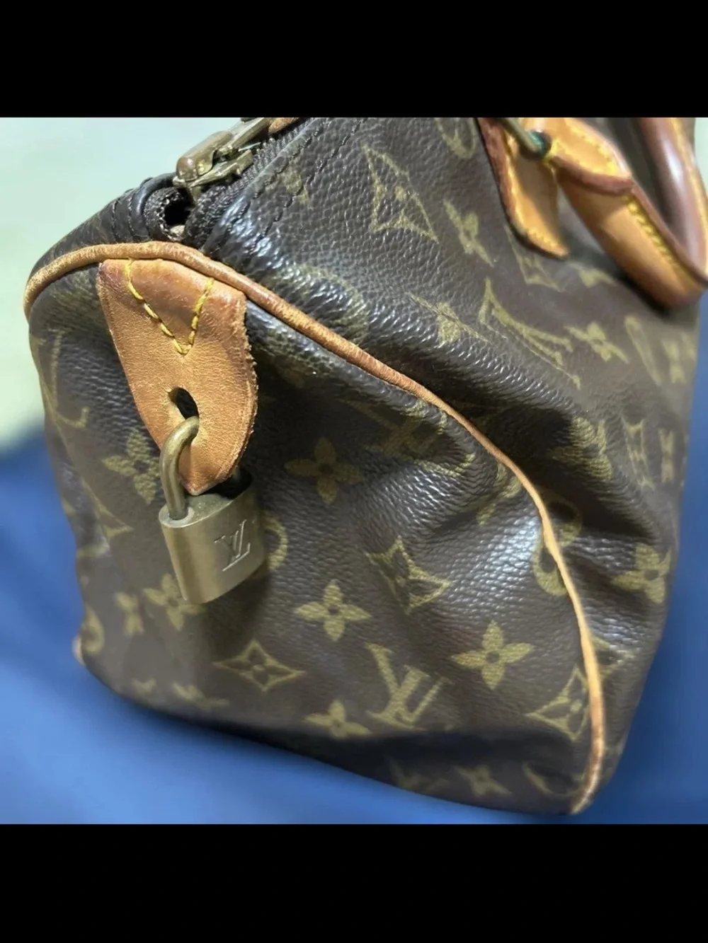 Louis Vuitton Brown Monogram Canvas Satchel with Tan Leather Handles